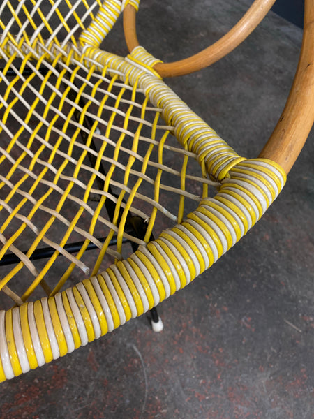 Pair Of Mid Century Bamboo And String Egg Chairs